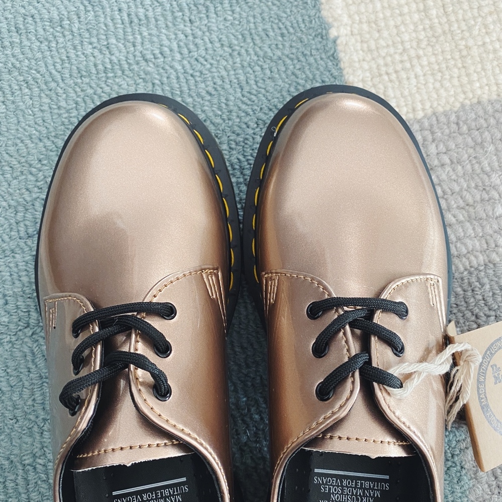 Dr. Martens 1461 Vegan Rose Gold Low Top Shoes - Picture 3 of 7